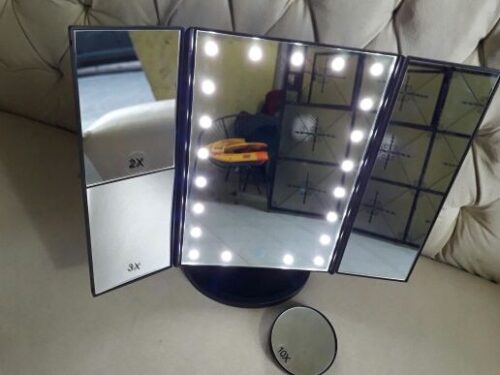 Led Makeup Vanity Mirror Tri Fold 10x Magnifying Mirror with Lights photo review
