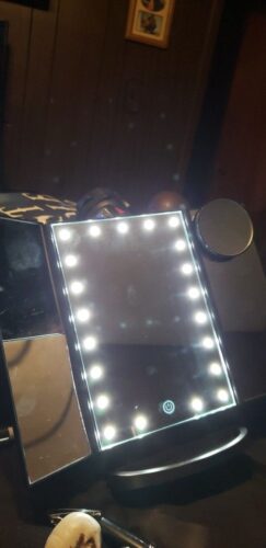 Led Makeup Vanity Mirror Tri Fold 10x Magnifying Mirror with Lights photo review