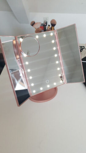 Led Makeup Vanity Mirror Tri Fold 10x Magnifying Mirror with Lights photo review