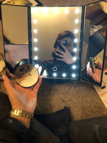 Led Makeup Vanity Mirror Tri Fold 10x Magnifying Mirror with Lights photo review