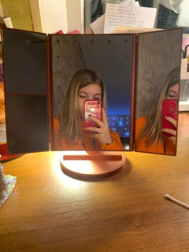 Led Makeup Vanity Mirror Tri Fold 10x Magnifying Mirror with Lights photo review