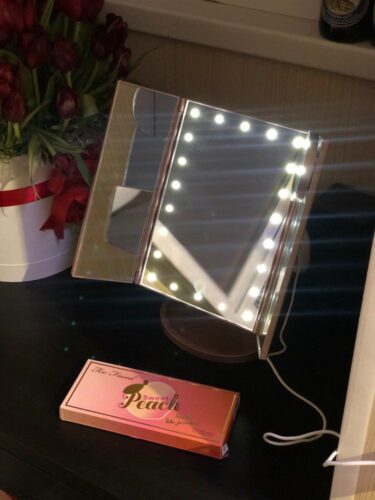 Led Makeup Vanity Mirror Tri Fold 10x Magnifying Mirror with Lights photo review