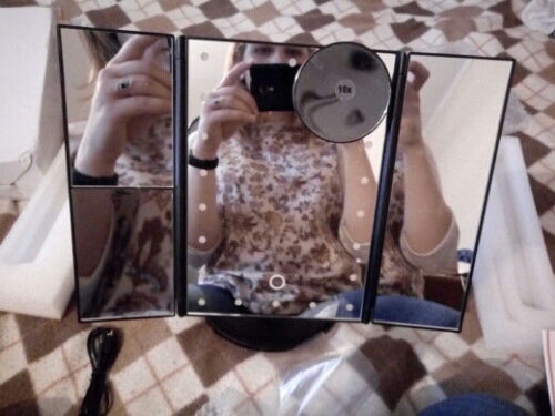Led Makeup Vanity Mirror Tri Fold 10x Magnifying Mirror with Lights photo review